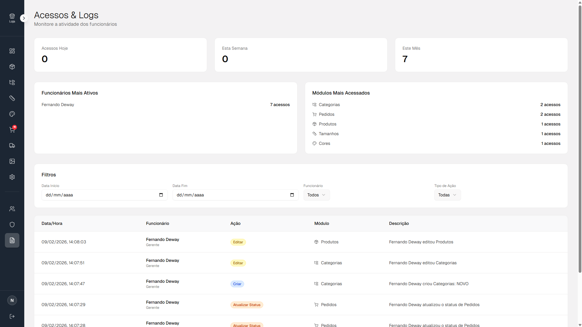 Logs do Sistema